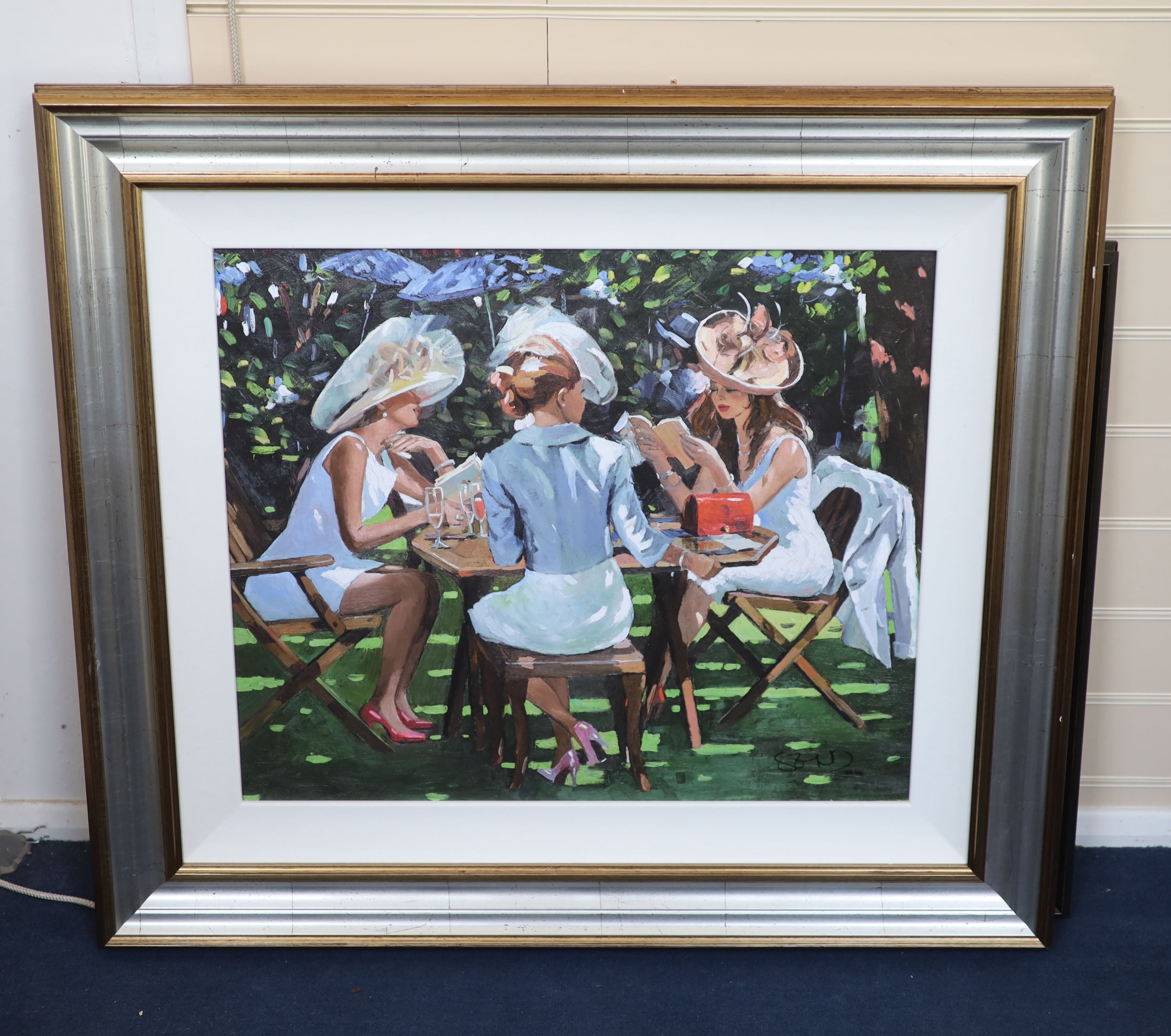 Sherree Valentine Daines, embellished canvas on board, Summer Conversation, 154/195, with COA, 54 x 64cm